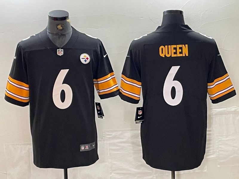 Men Pittsburgh Steelers 6 Queen Black Second generation 2024 Nike Limited NFL Jersey style 1